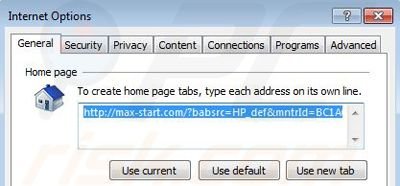 Suppression de la page d'accueil de Max-start.com dans Internet Explorer 