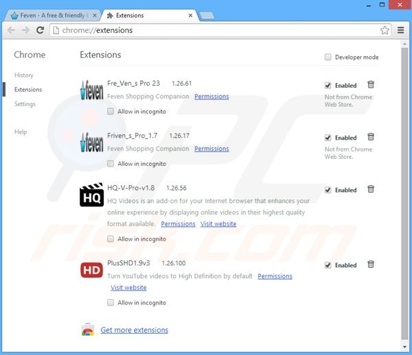 Suppression de media play air + dans Google Chrome étape 2