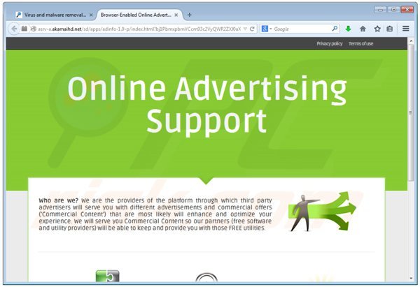 Virus online advertising support