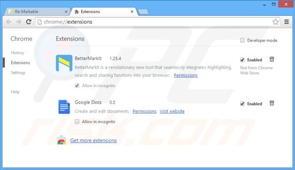 Suppression des publicités remarkable dans Google Chrome étape 2