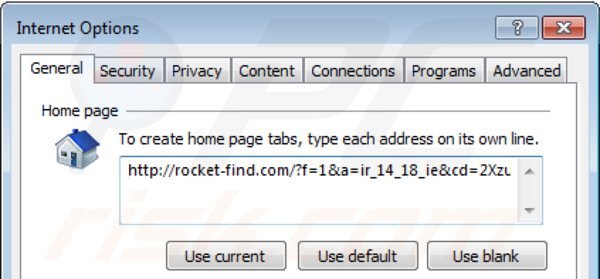 Suppression de la page d'acceuil de rocket-find.com dans Internet Explorer 