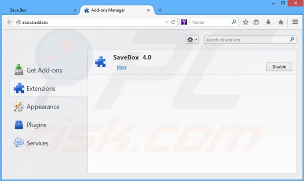 Suppression de savebox dans Mozilla Firefox étape 2