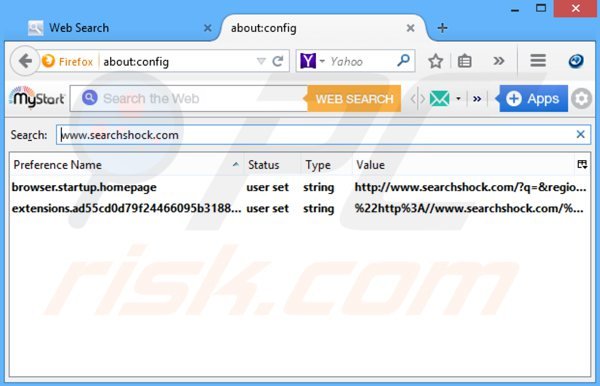Suppression du moteur de recherche par défaut de searchshock.com dans Mozilla Firefox 