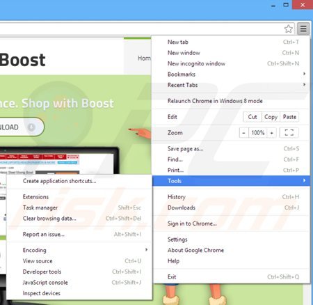 Suppression de shop with boost dans Google Chrome étape 1