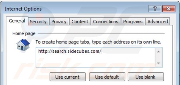 Suppression de la page d'accueil de search.sidecubes.com dans Internet Explorer 