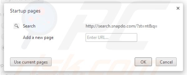 Suppression de la page d'accueil de Removing snapdo.com dans Google Chrome 
