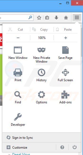 Removing today's best online deals ads from Mozilla Firefox step 1