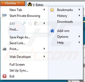 Suppression des publicités par v-bates shopper dans Mozilla Firefox étape 1
