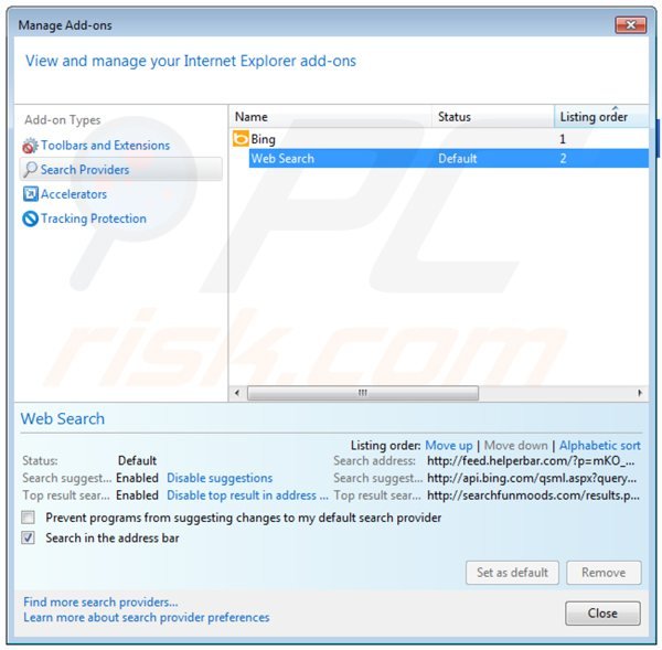 Suppression du moteur de recherche par défaut de yahoo community smartbar dans Internet Explorer 
