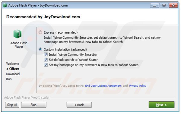 Installateur du logiciel de publicité yahoo community smartbar