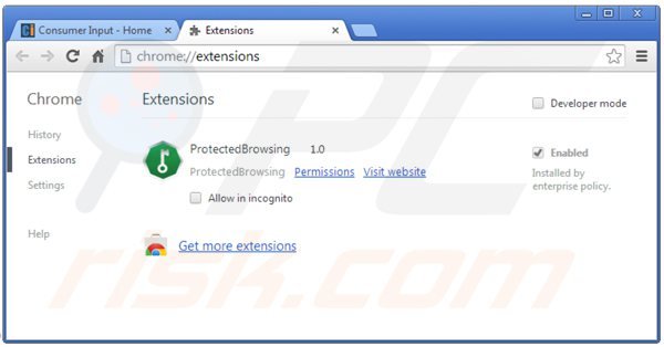 Suppression de consumerinput dans Google Chrome étape 2