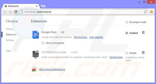 Suppression des publicités Movie Wizard dans Google Chrome étape 2