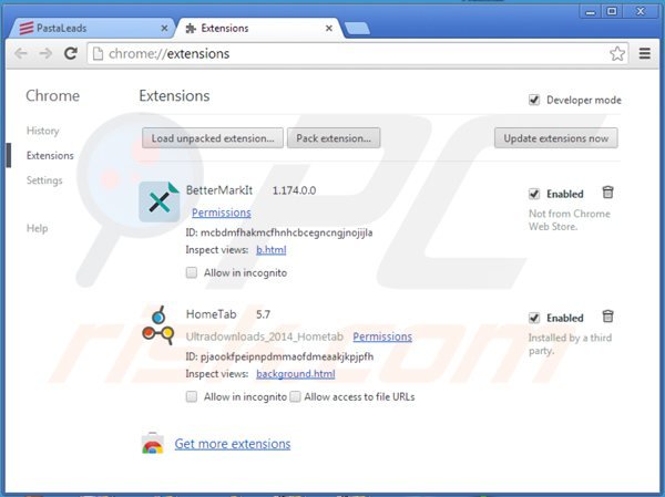 Suppression des publicités pastaquotes dans Google Chrome étape 2