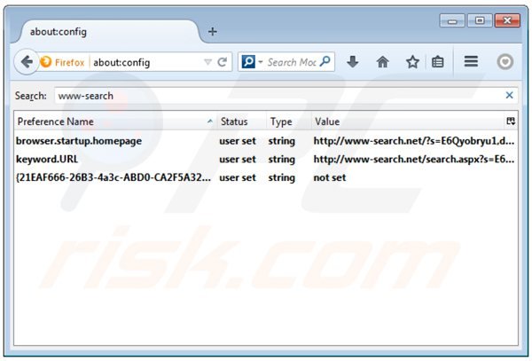 Suppression du moteur de recherche par défaut de www-search.net dans Mozilla Firefox 