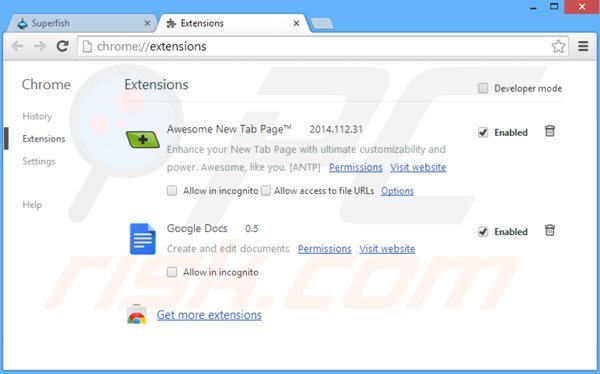 Suppression des publicités app of the day dans Google Chrome étape 2