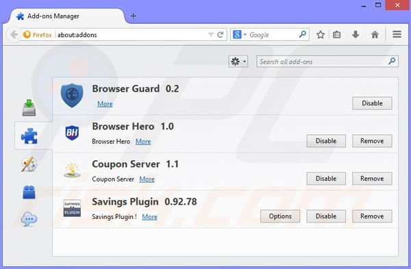 Suppression des publicités  BrowserWarden dans Mozilla Firefox étape 2