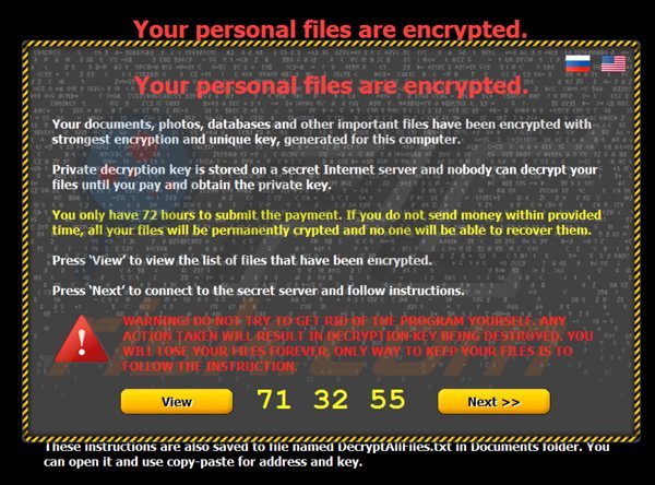 Rançongiciel (citroni) Vos fichiers personnels sont encryptés