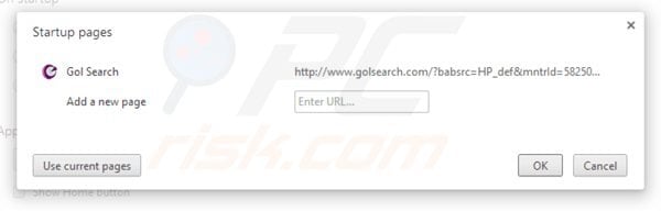 Suppression de la page d'accueil de golsearch.com dnas Google Chrome 