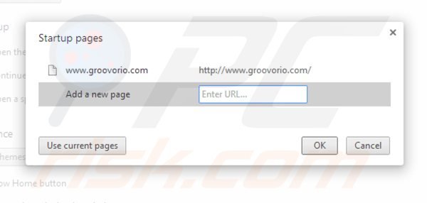 Suppression de la page d'accueil de groovorio.com dans Google Chrome 