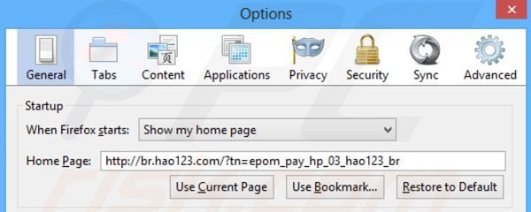 Suppression de la page d'accueil d'hao123.com dans Mozilla Firefox 