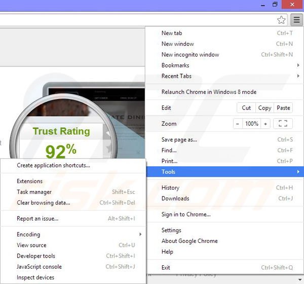 Suppression d'iReview dans Google Chrome étape 1