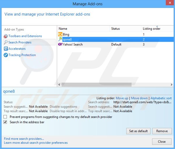 Suppression du moteur de recherche istartsurf.com dans Internet Explorer 