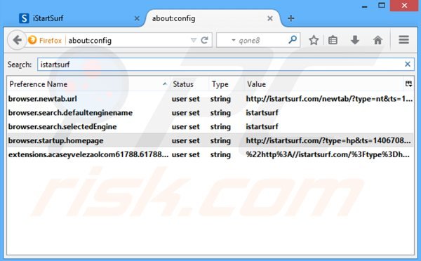Suppression du moteur de recherche par défaut d'istartsurf.com dans Mozilla Firefox 