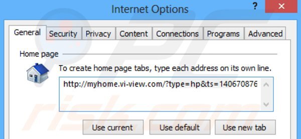 Suppression de la page d'accueil de myhome.vi-view.com dans Internet Explorer 