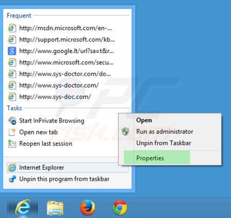 Suppression du raccourci cible de myhome.vi-view.com dans Internet Explorer étape 1