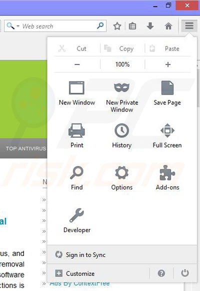 Suppression des publicités PassWizard dans Mozilla Firefox étape 1