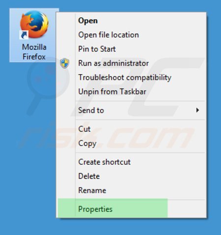 Suppression du raccourci cible de searches.vi-view.com dans Mozilla Firefox étape 1