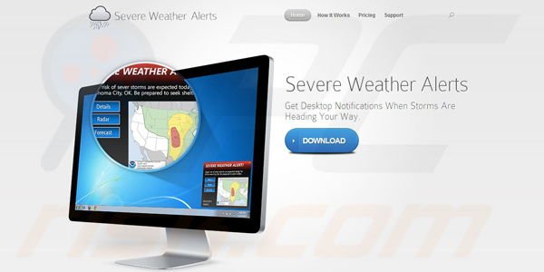 Logiciel de publicité Severe Weather Alerts 