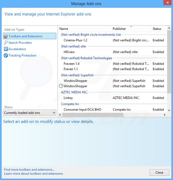Suppression des publicités smartweb dans Internet Explorer étape 2