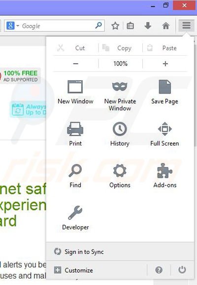 Suppression des publicités Surfing Safeguard dans Mozilla Firefox étape 1