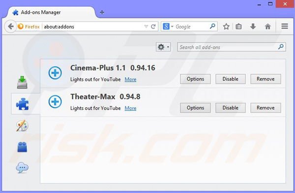 Suppression des publicités Theater-Max dans Mozilla Firefox étape 2