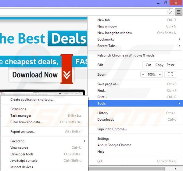 Suppression des publicités TheBestDeals dans Google Chrome étape 1