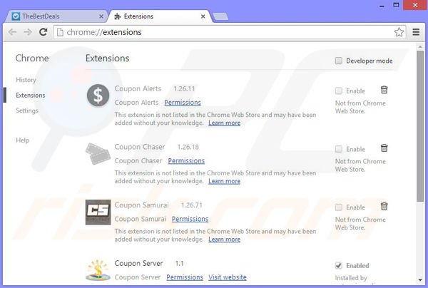 Suppression des publicités TheBestDeals dans Google Chrome étape 2