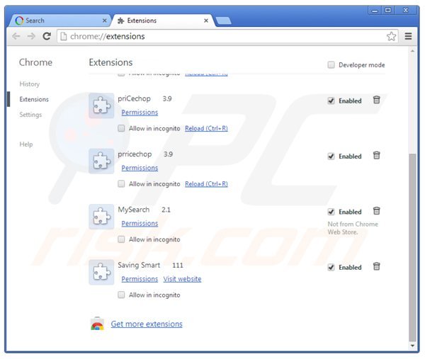 Suppression des extensions reliées à websearch.wonderfulsearches.info dans Google Chrome 