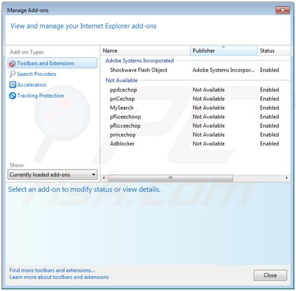 Suppression des extensions reliées à websearch.wonderfulsearches.info dans Internet Explorer 