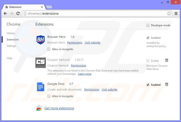 Suppression des publicités Dolphin Deals dans Google Chrome étape 2