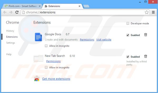 Suppression d'edeals dans Google Chrome étape 2