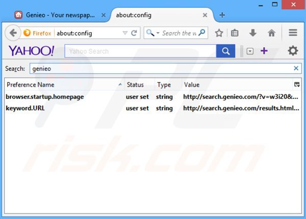 Suppression du moteur de recherche par défaut de search.genieo.com dans Mozilla Firefox 