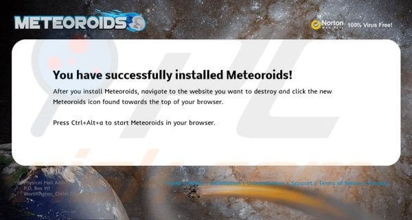 Logiciel de publicité Meteoroids 