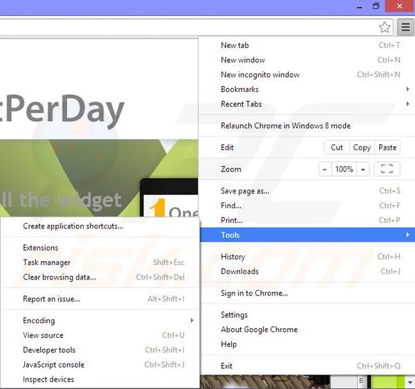 Suppression des publicités OneSoftPerDay dans Google Chrome étape 1