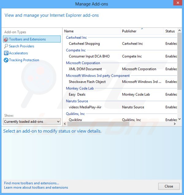 Suppression des publicités picrec dans Internet Explorer étape 2