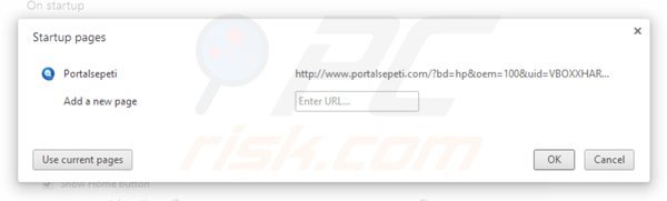 Suppression de la page d'accueil de portalsepeti.com dans Google Chrome 