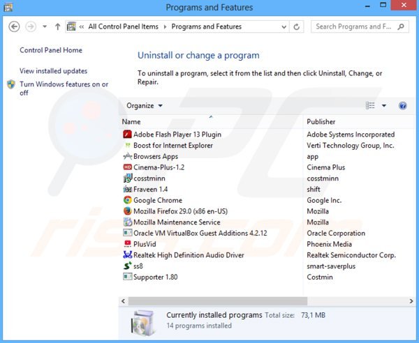 Désinstallation du pîrate de navigateur portalsepeti.com via le Panneau de Configuration