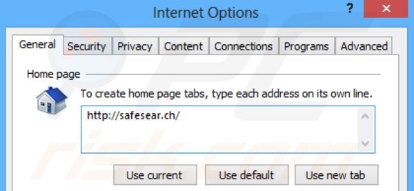 Removing safesear.ch from Internet Explorer homepage