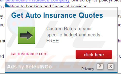 Logiciel de publicité selectngo générant des publicités en ligne intrusives  - 'Ads par SelectNGo'