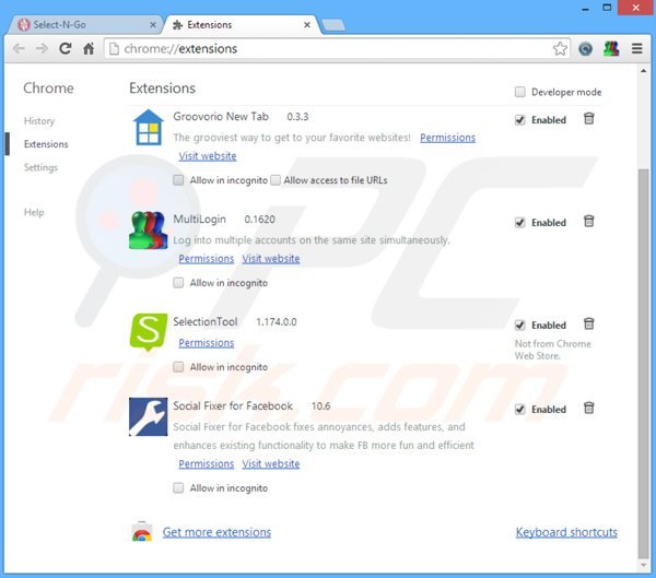 Suppression des publicités selectngo dans Google Chrome étape 2